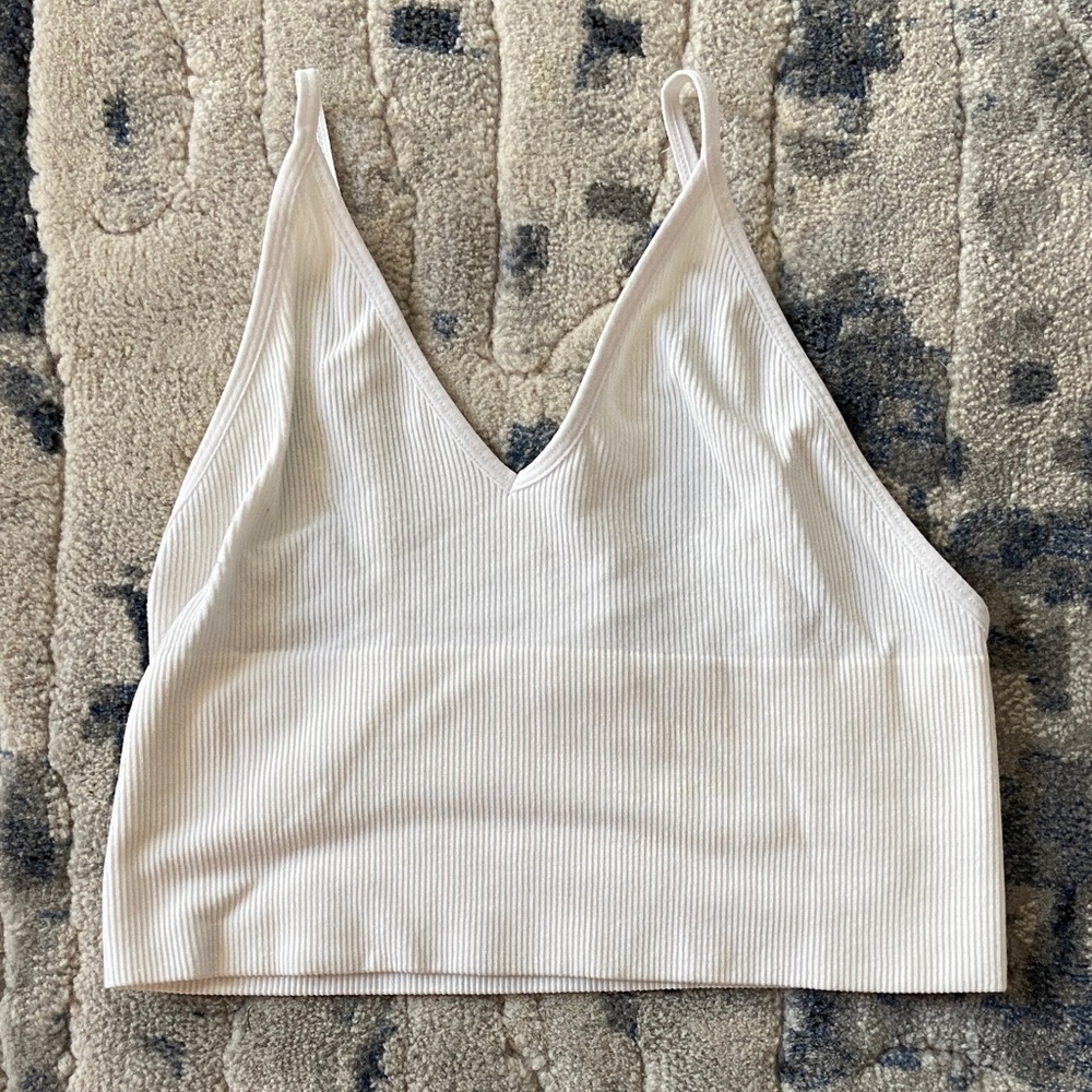 White Ribbed Crop Top